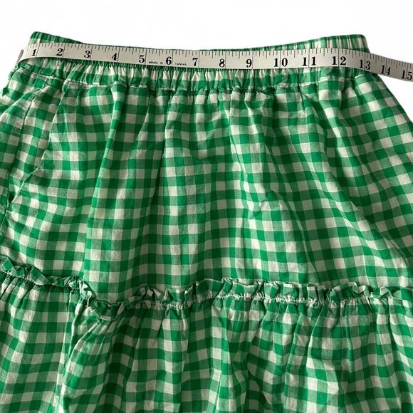 Draper James RSVP Tiered A-Line Skirt Green Gingham Women’s Size Small - Picture 4 of 6